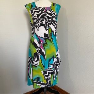 Joseph Ribkoff abstract ruffle dress women’s 14